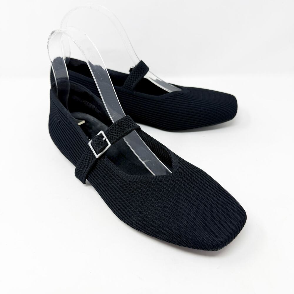 NWOB Vivaia Black Square Toe Mary Jane Flats Size EU 39.5 Machine Washable Knit - Picture 9 of 9